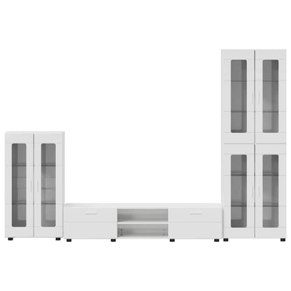 TV Cabinet Set FLORIN 3 pcs High Gloss White Engineered Wood