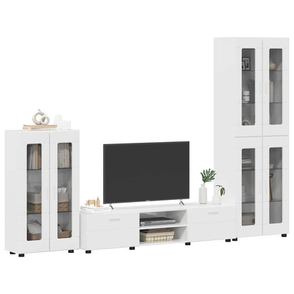 TV Cabinet Set FLORIN 3 pcs High Gloss White Engineered Wood