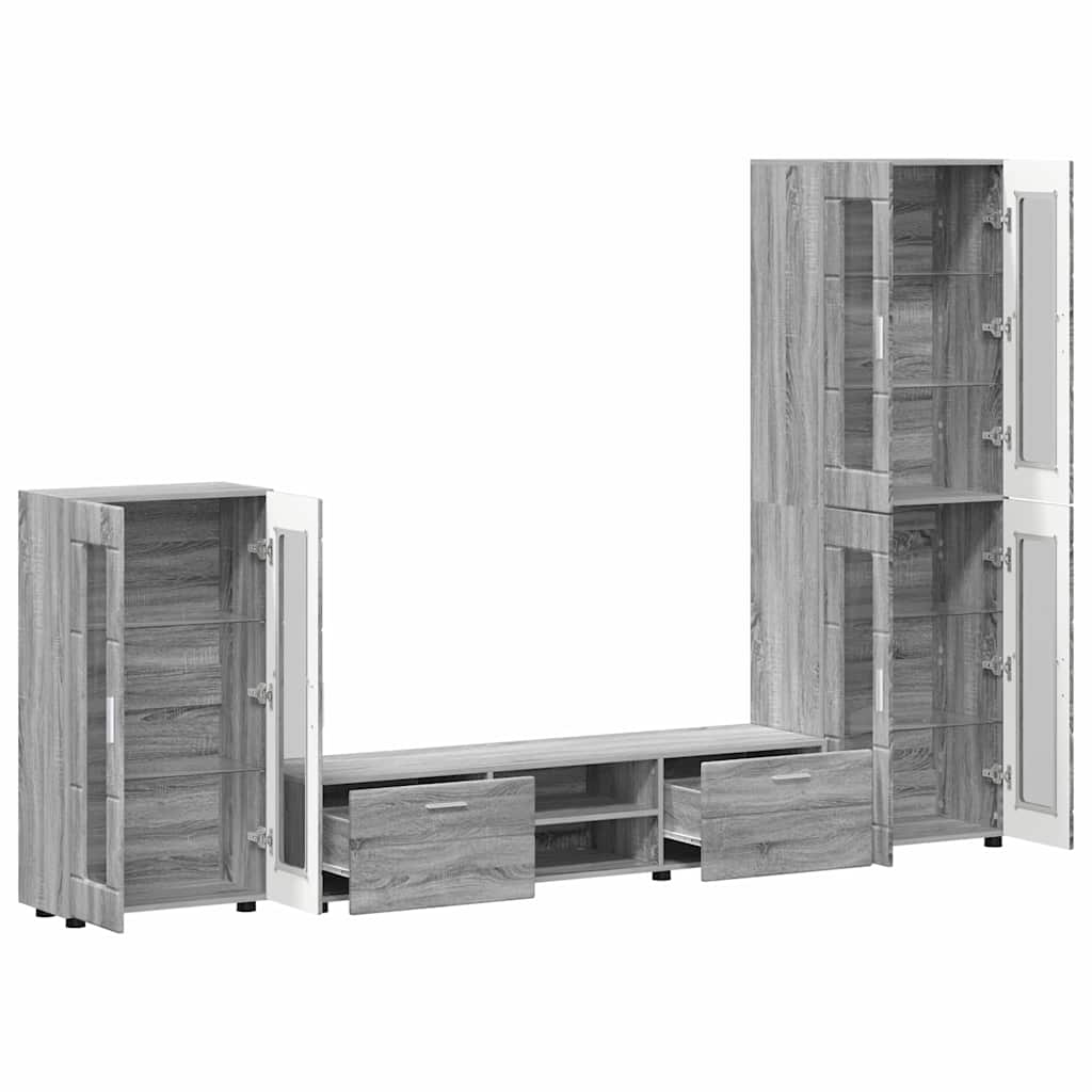 TV Cabinet Set FLORIN 3 pcs Grey Sonoma Engineered Wood