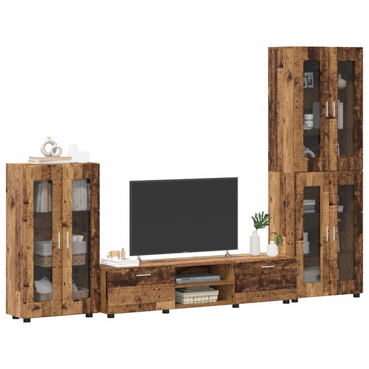 TV Cabinet Set with Shelf FLORIN 3 pcs Old Wood Engineered Wood
