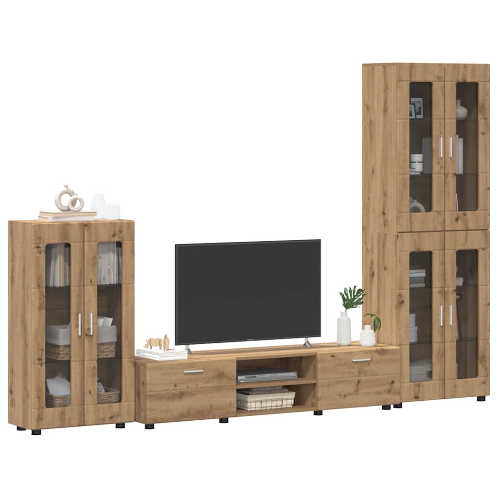 TV Cabinet Set FLORIN 3 pcs Artisan Oak Engineered Wood