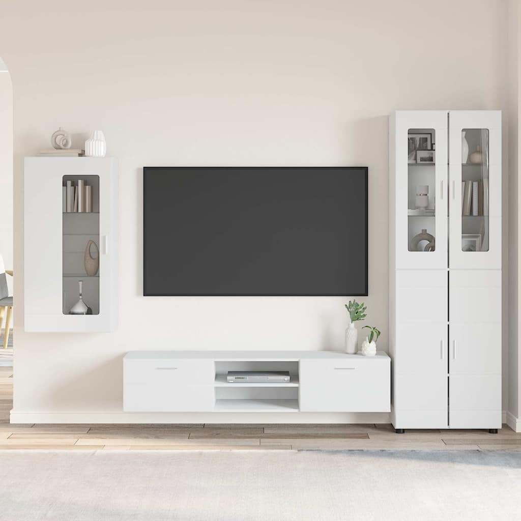 TV Cabinet Set with Drawer FLORIN 3 pcs White Engineered Wood