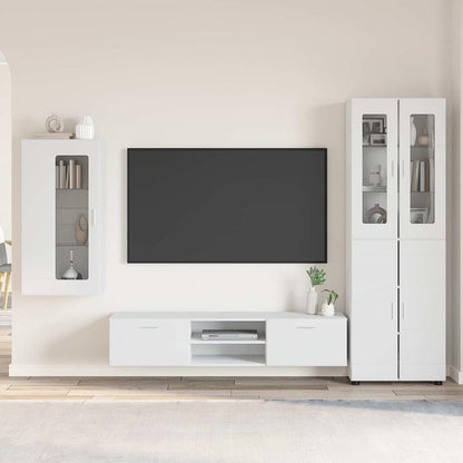 TV Cabinet Set with Drawer FLORIN 3 pcs White Engineered Wood