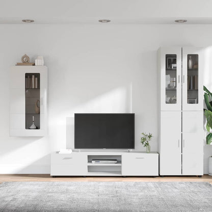 TV Cabinet Set with Drawer FLORIN 3 pcs White Engineered Wood