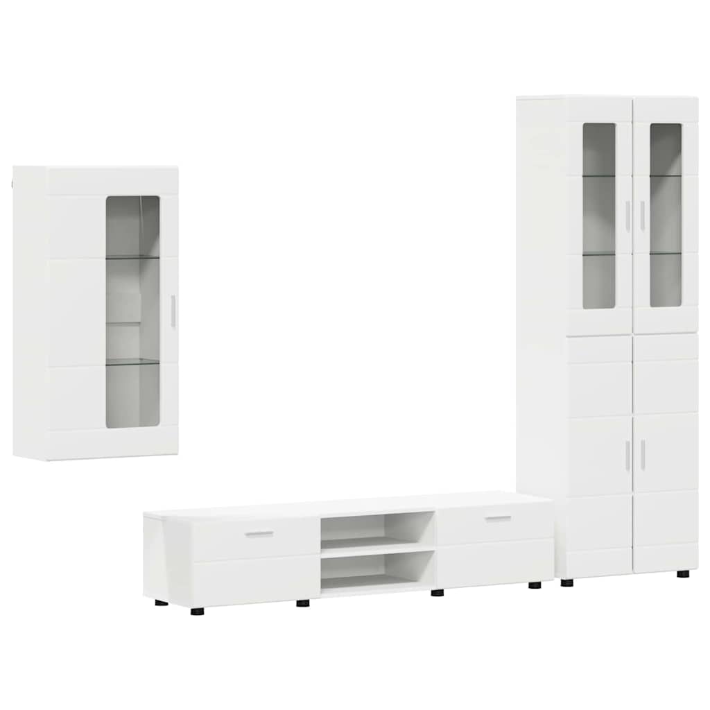 TV Cabinet Set with Drawer FLORIN 3 pcs White Engineered Wood