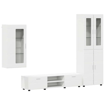 TV Cabinet Set with Drawer FLORIN 3 pcs White Engineered Wood
