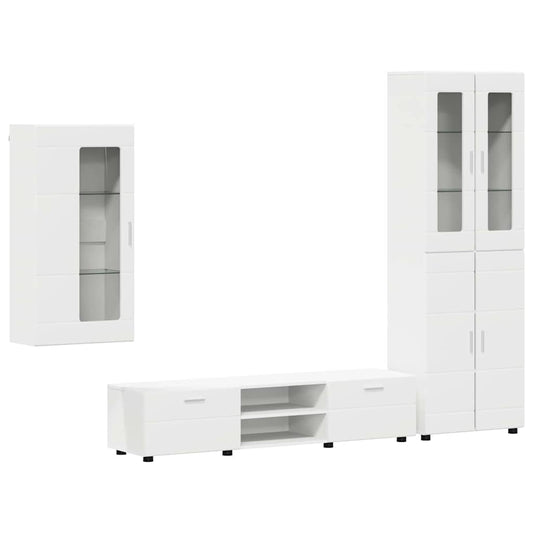 TV Cabinet Set with Drawer FLORIN 3 pcs White Engineered Wood