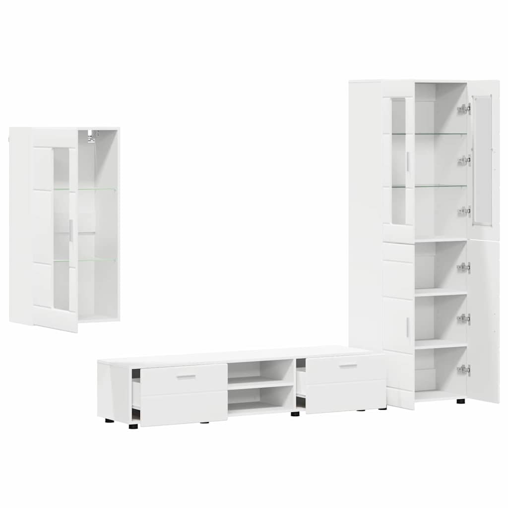 TV Cabinet Set with Drawer FLORIN 3 pcs White Engineered Wood