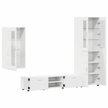 TV Cabinet Set with Drawer FLORIN 3 pcs White Engineered Wood