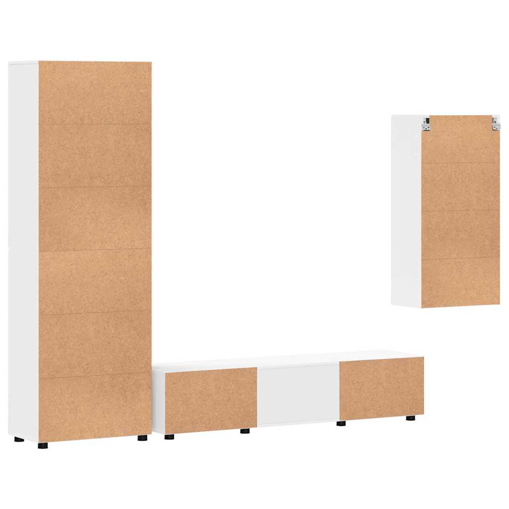 TV Cabinet Set with Drawer FLORIN 3 pcs White Engineered Wood