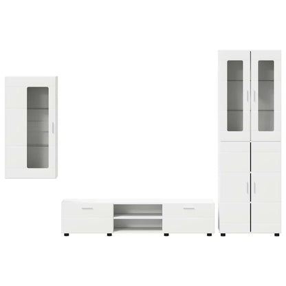 TV Cabinet Set with Drawer FLORIN 3 pcs White Engineered Wood
