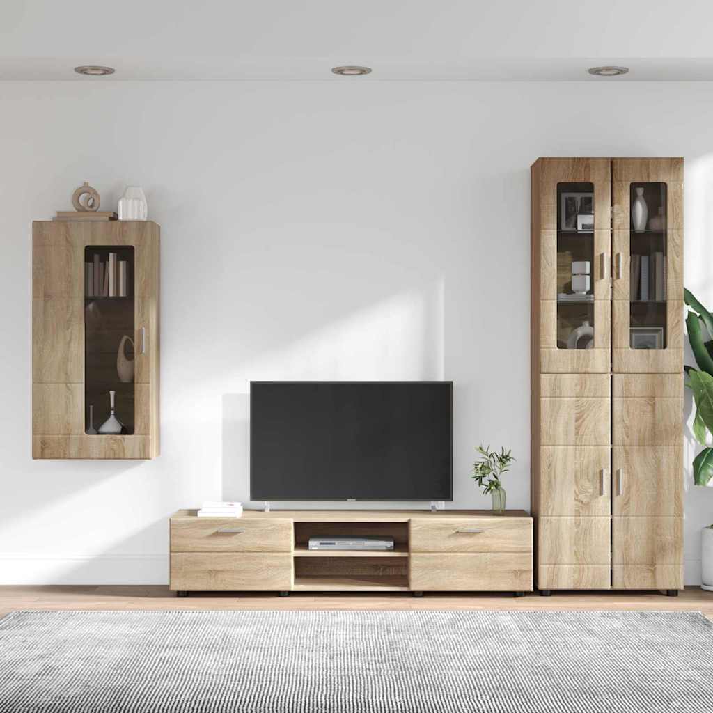 TV Cabinet Set FLORIN 3 pcs Sonoma Oak Engineered Wood