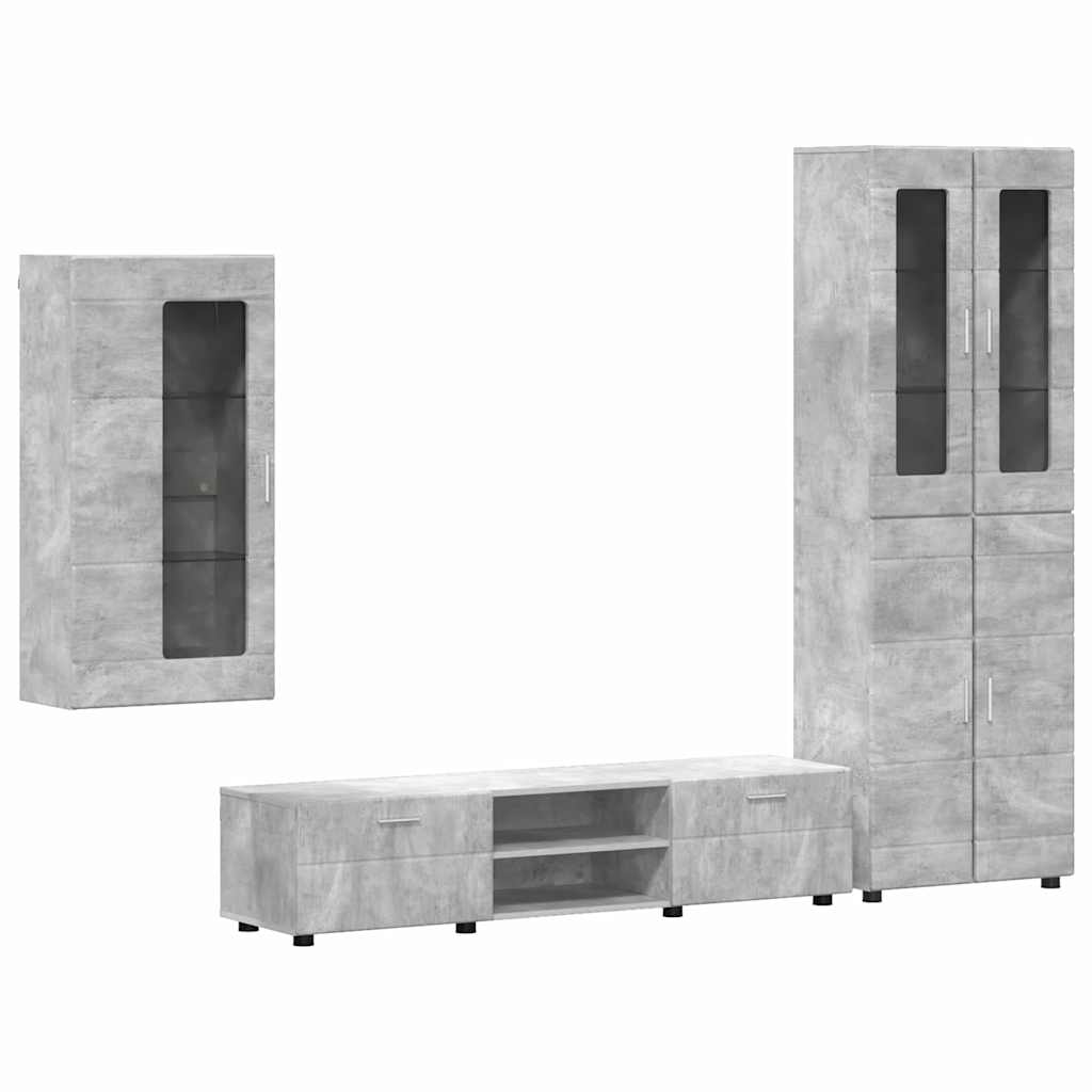 TV Cabinet Set FLORIN 3 pcs Concrete Grey Engineered Wood