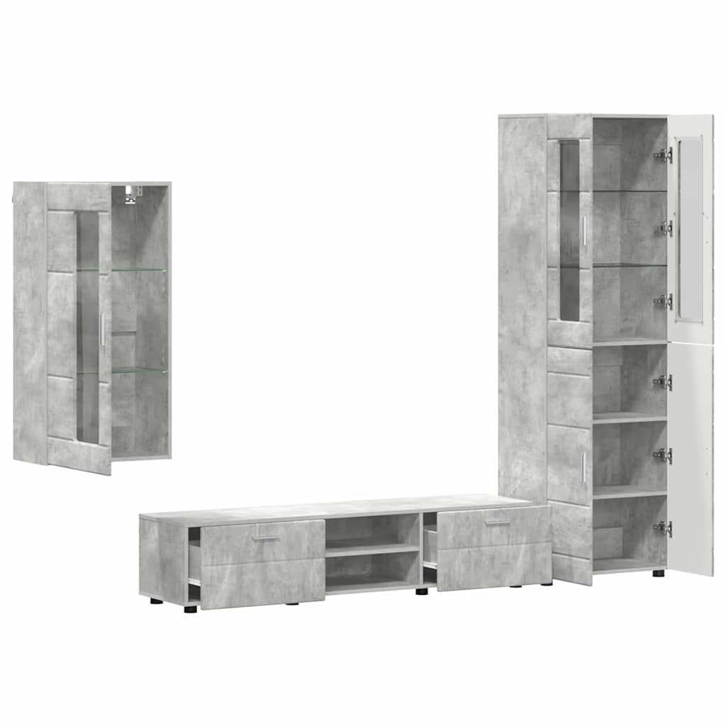TV Cabinet Set FLORIN 3 pcs Concrete Grey Engineered Wood