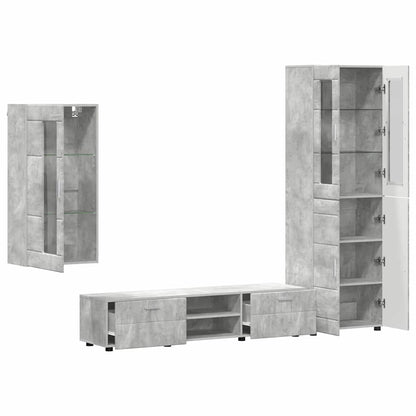 TV Cabinet Set FLORIN 3 pcs Concrete Grey Engineered Wood