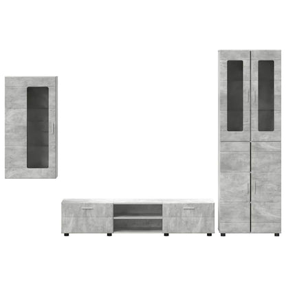 TV Cabinet Set FLORIN 3 pcs Concrete Grey Engineered Wood
