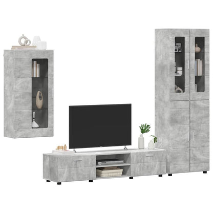 TV Cabinet Set FLORIN 3 pcs Concrete Grey Engineered Wood