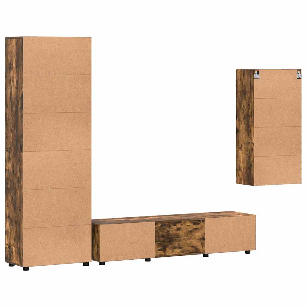 TV Cabinet Set FLORIN 3 pcs Smoked Oak Engineered Wood