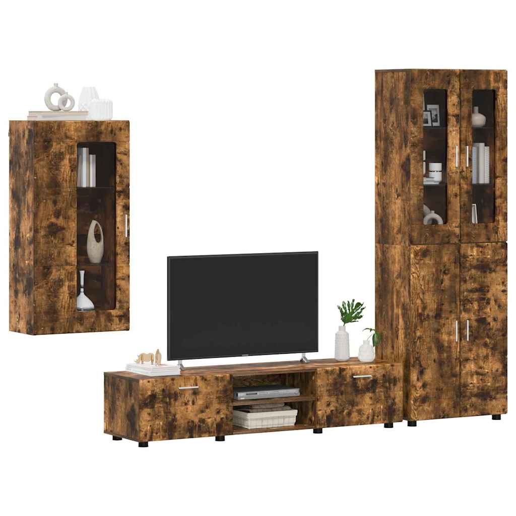 TV Cabinet Set FLORIN 3 pcs Smoked Oak Engineered Wood