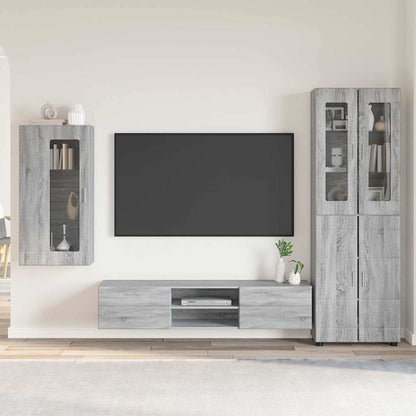 TV Cabinet Set FLORIN 3 pcs Grey Sonoma Engineered Wood