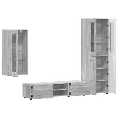 TV Cabinet Set FLORIN 3 pcs Grey Sonoma Engineered Wood