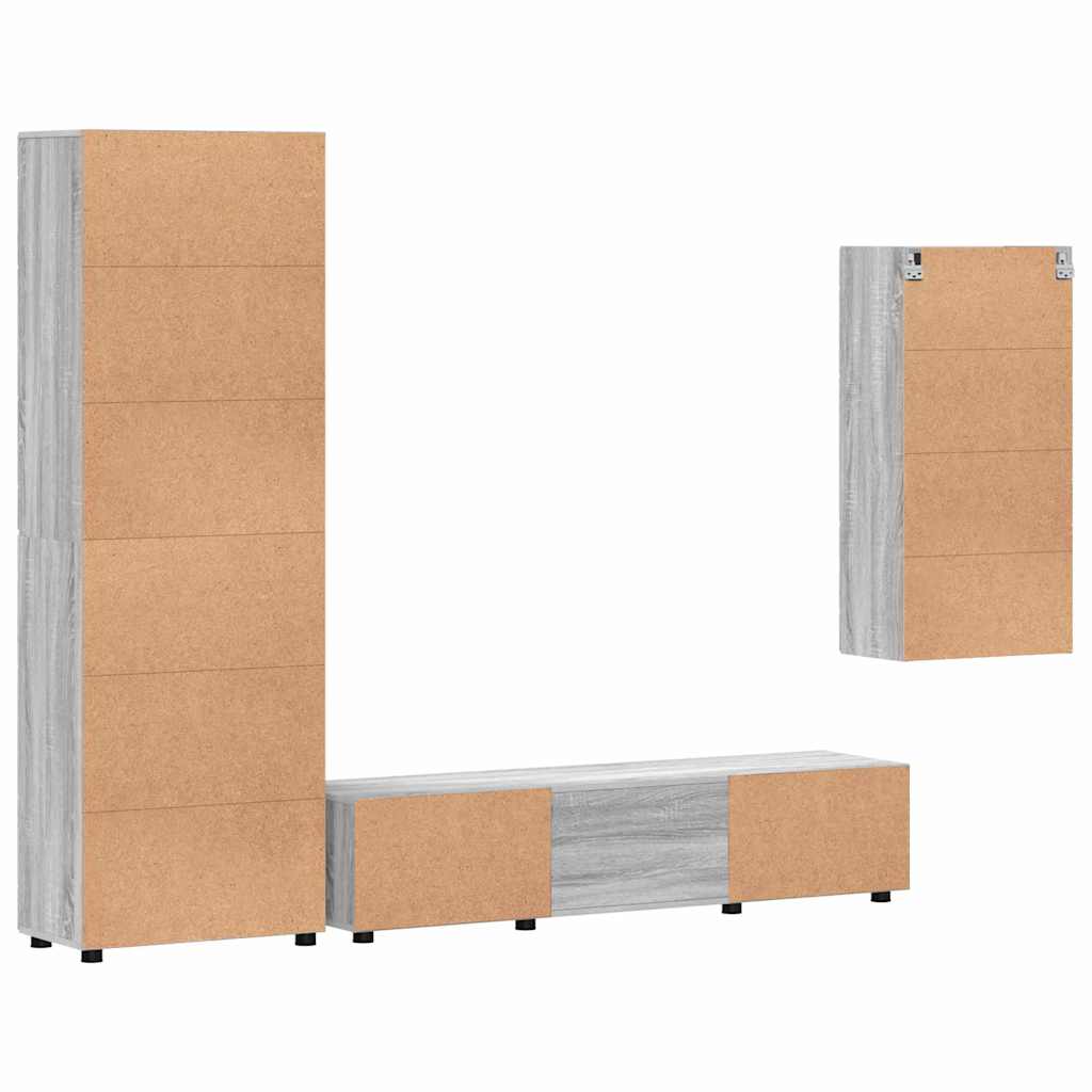 TV Cabinet Set FLORIN 3 pcs Grey Sonoma Engineered Wood