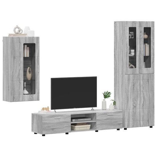 TV Cabinet Set FLORIN 3 pcs Grey Sonoma Engineered Wood