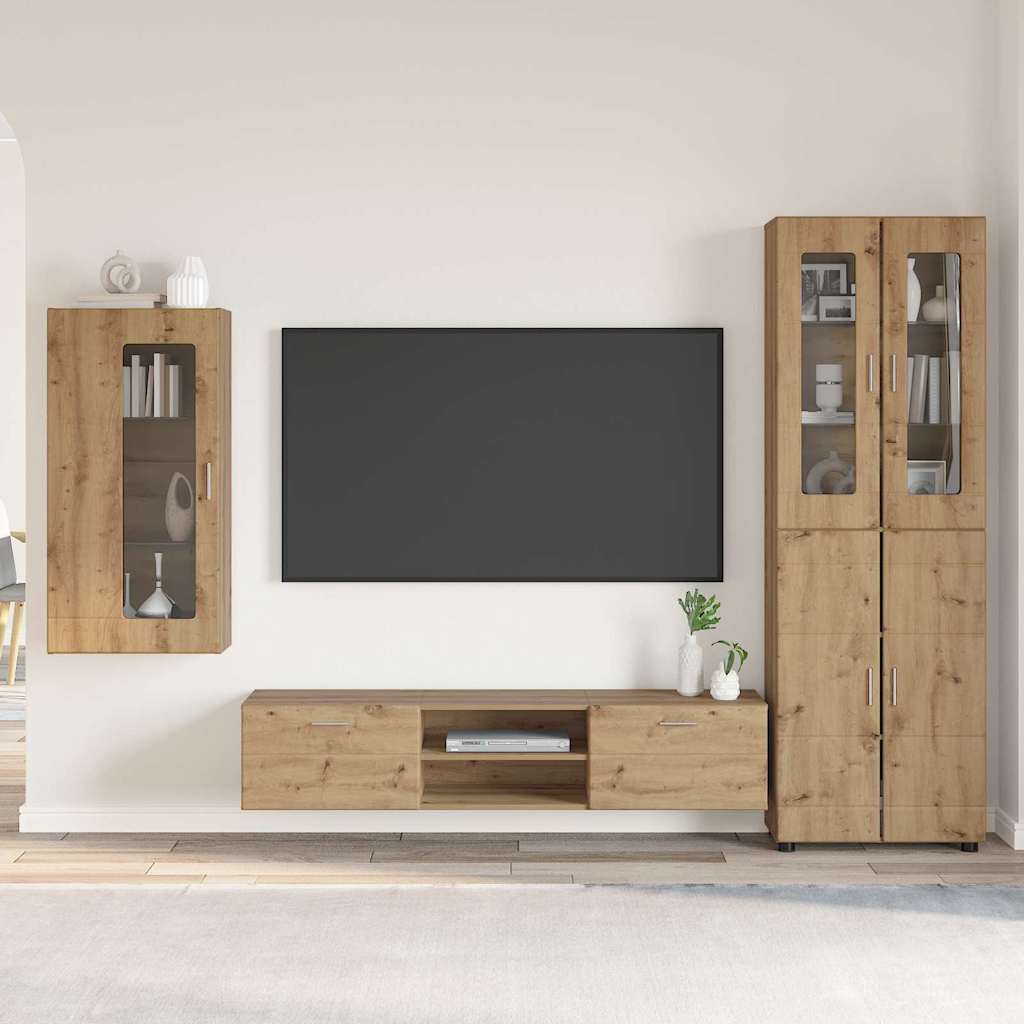 TV Cabinet Set FLORIN 3 pcs Artisan Oak Engineered Wood