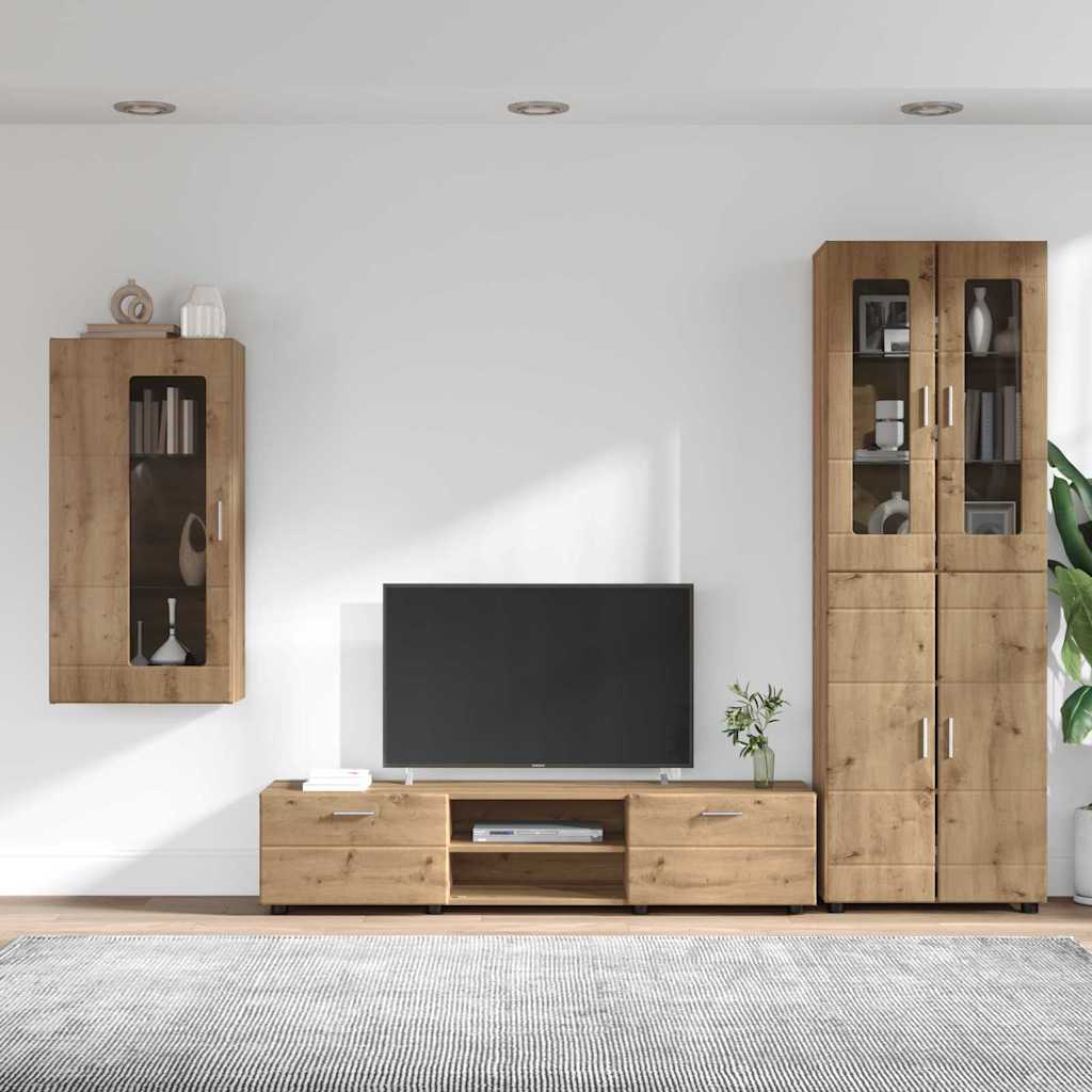 TV Cabinet Set FLORIN 3 pcs Artisan Oak Engineered Wood