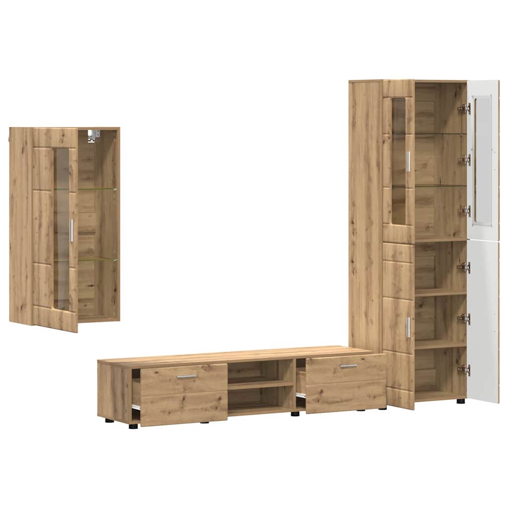 TV Cabinet Set FLORIN 3 pcs Artisan Oak Engineered Wood