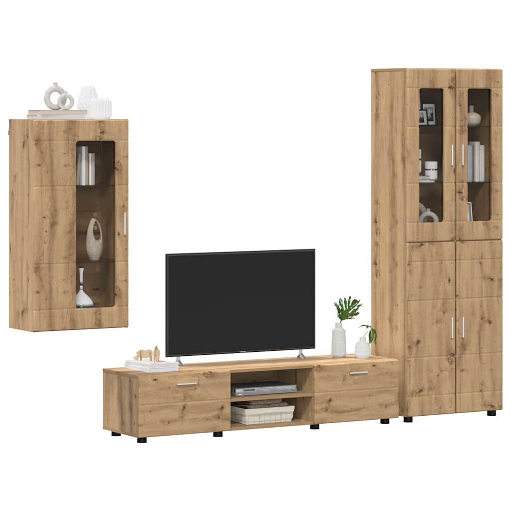 TV Cabinet Set FLORIN 3 pcs Artisan Oak Engineered Wood