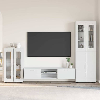 TV Cabinet Set with Drawer FLORIN 3 pcs White Engineered Wood