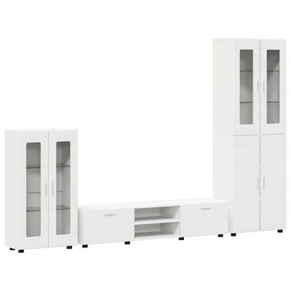 TV Cabinet Set with Drawer FLORIN 3 pcs White Engineered Wood