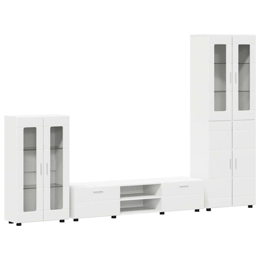 TV Cabinet Set with Drawer FLORIN 3 pcs White Engineered Wood