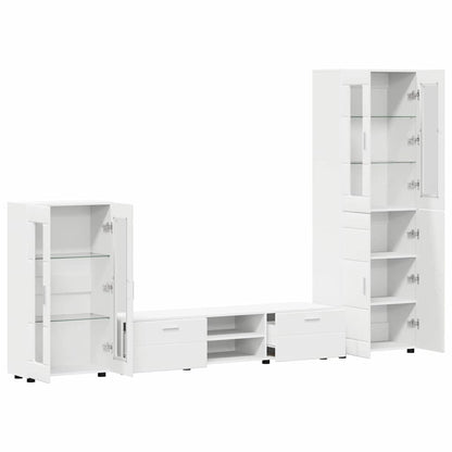 TV Cabinet Set with Drawer FLORIN 3 pcs White Engineered Wood