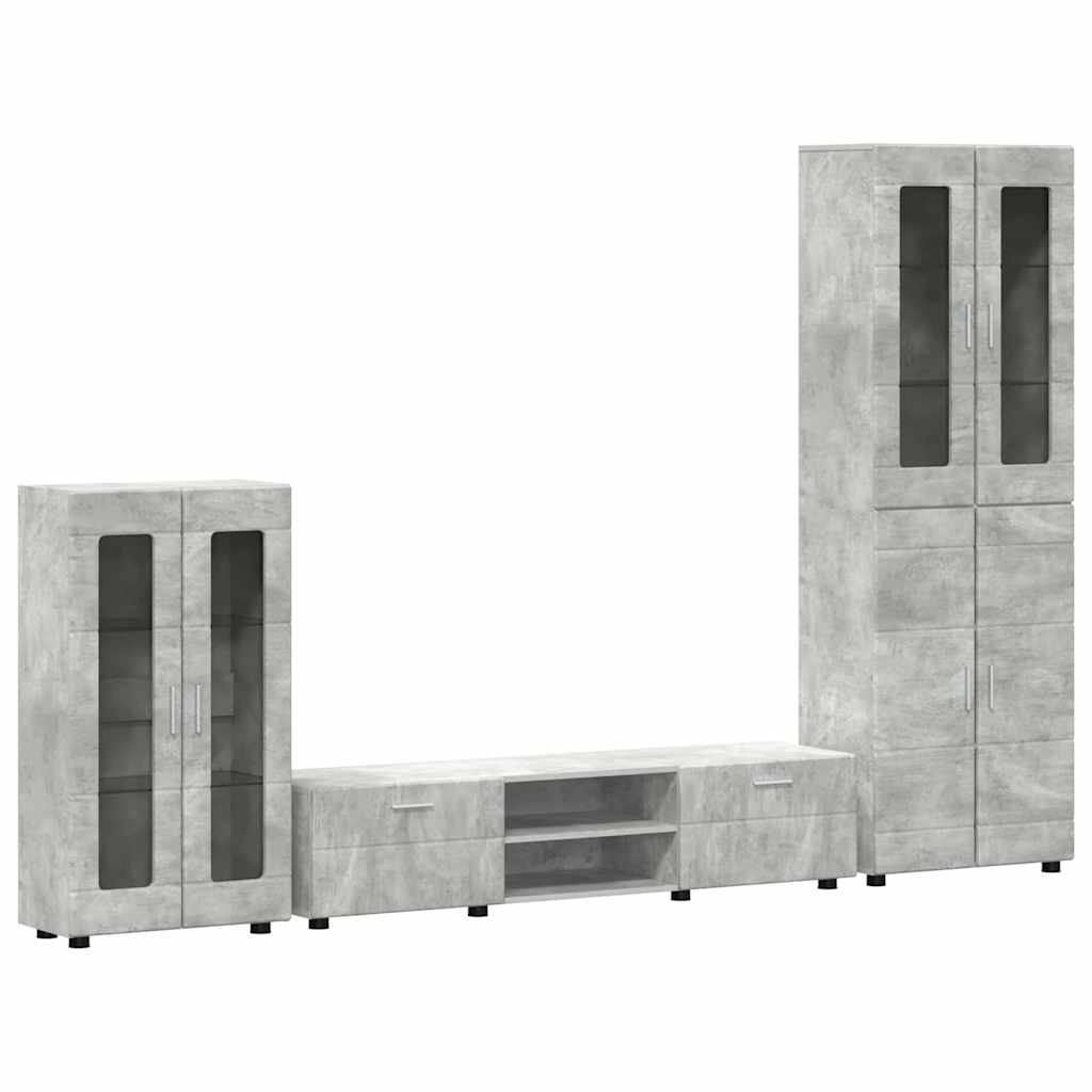 TV Cabinet Set FLORIN 3 pcs Concrete Grey Engineered Wood