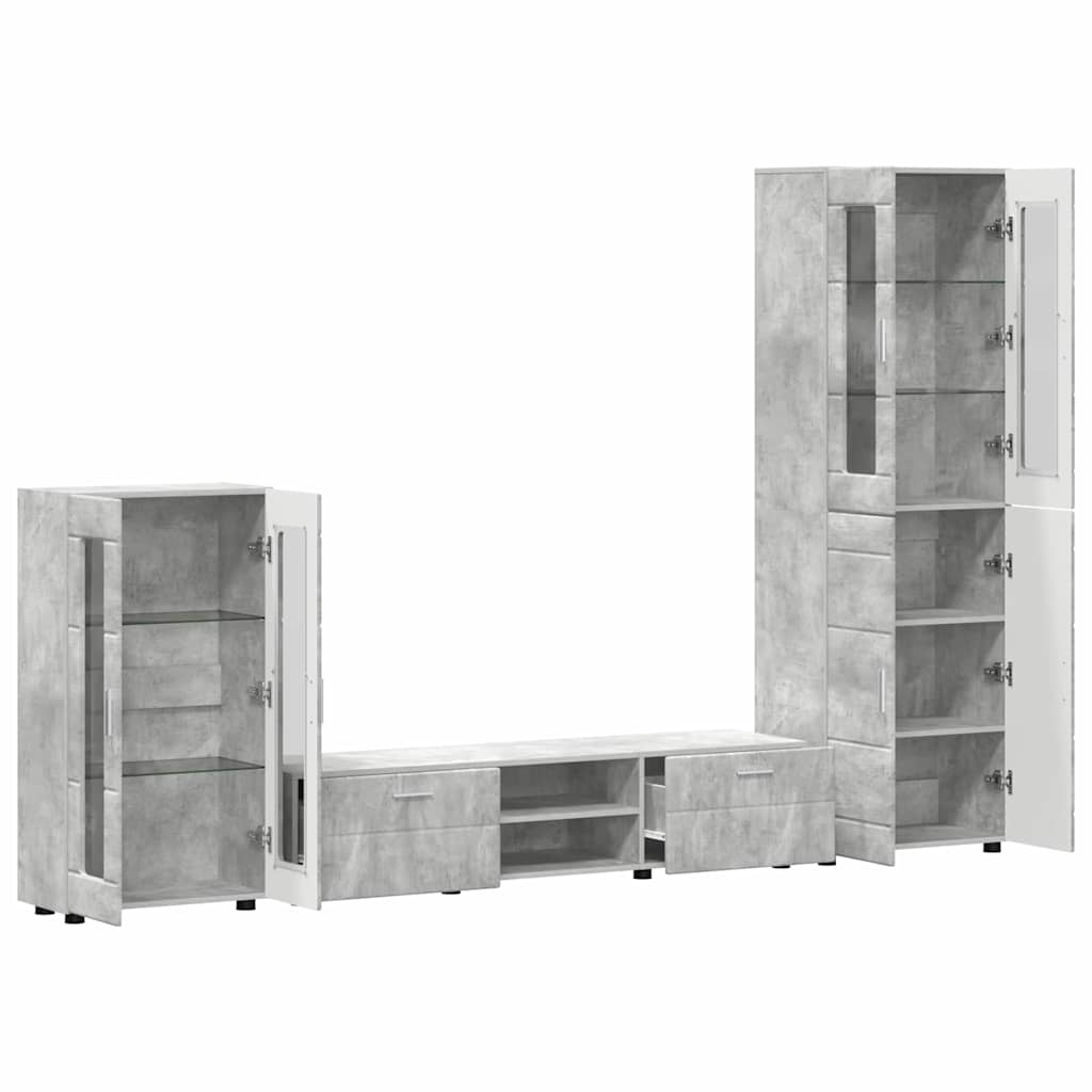 TV Cabinet Set FLORIN 3 pcs Concrete Grey Engineered Wood