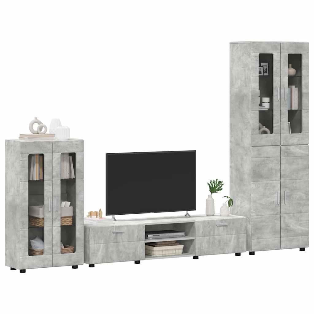 TV Cabinet Set FLORIN 3 pcs Concrete Grey Engineered Wood