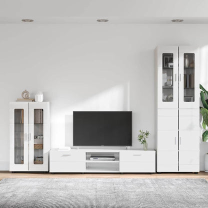 TV Cabinet Set FLORIN 3 pcs High Gloss White Engineered Wood
