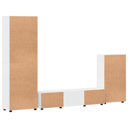 TV Cabinet Set FLORIN 3 pcs High Gloss White Engineered Wood