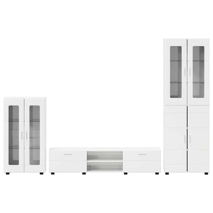 TV Cabinet Set FLORIN 3 pcs High Gloss White Engineered Wood