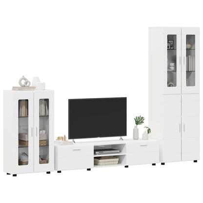 TV Cabinet Set FLORIN 3 pcs High Gloss White Engineered Wood