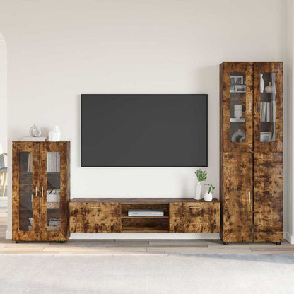 TV Cabinet Set FLORIN 3 pcs Smoked Oak Engineered Wood