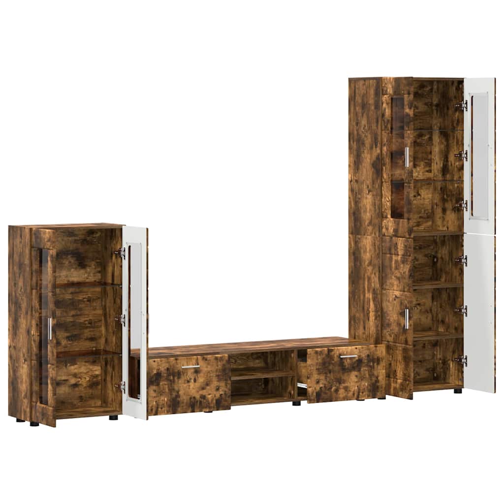 TV Cabinet Set FLORIN 3 pcs Smoked Oak Engineered Wood