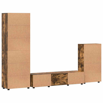 TV Cabinet Set FLORIN 3 pcs Smoked Oak Engineered Wood