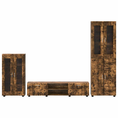 TV Cabinet Set FLORIN 3 pcs Smoked Oak Engineered Wood