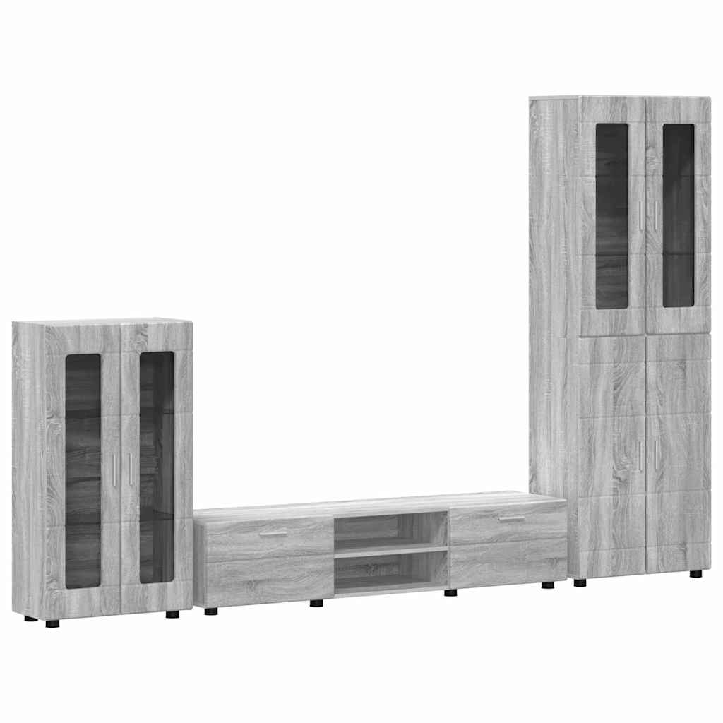 TV Cabinet Set FLORIN 3 pcs Grey Sonoma Engineered Wood