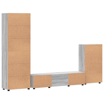 TV Cabinet Set FLORIN 3 pcs Grey Sonoma Engineered Wood