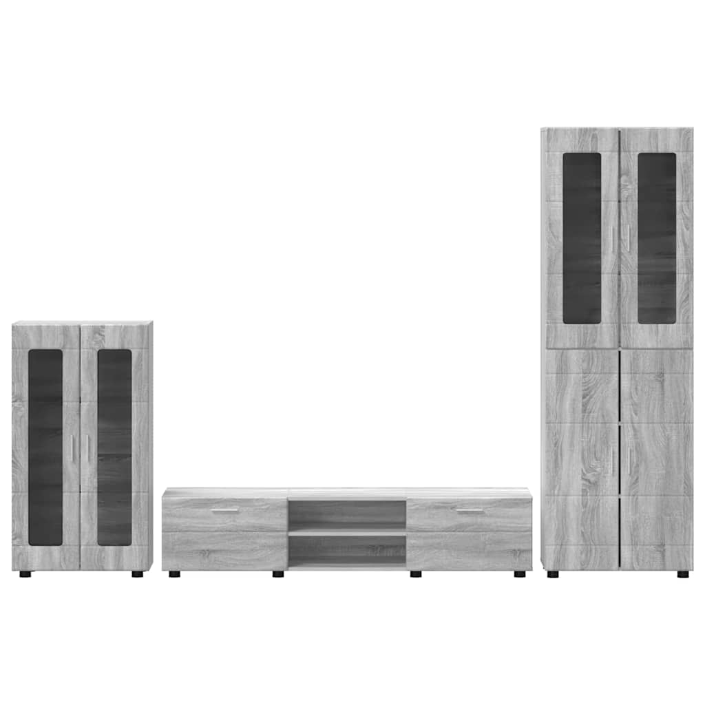 TV Cabinet Set FLORIN 3 pcs Grey Sonoma Engineered Wood
