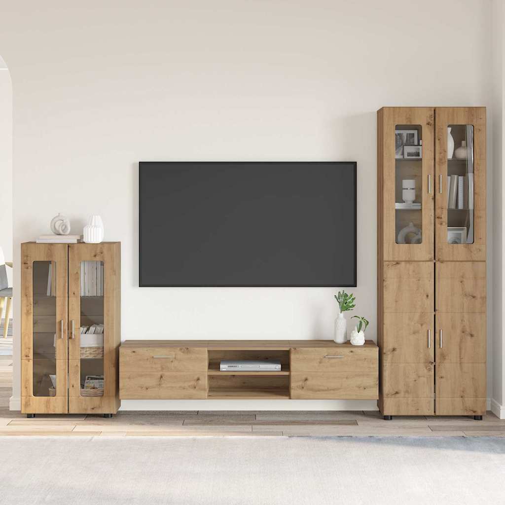 TV Cabinet Set FLORIN 3 pcs Artisan Oak Engineered Wood